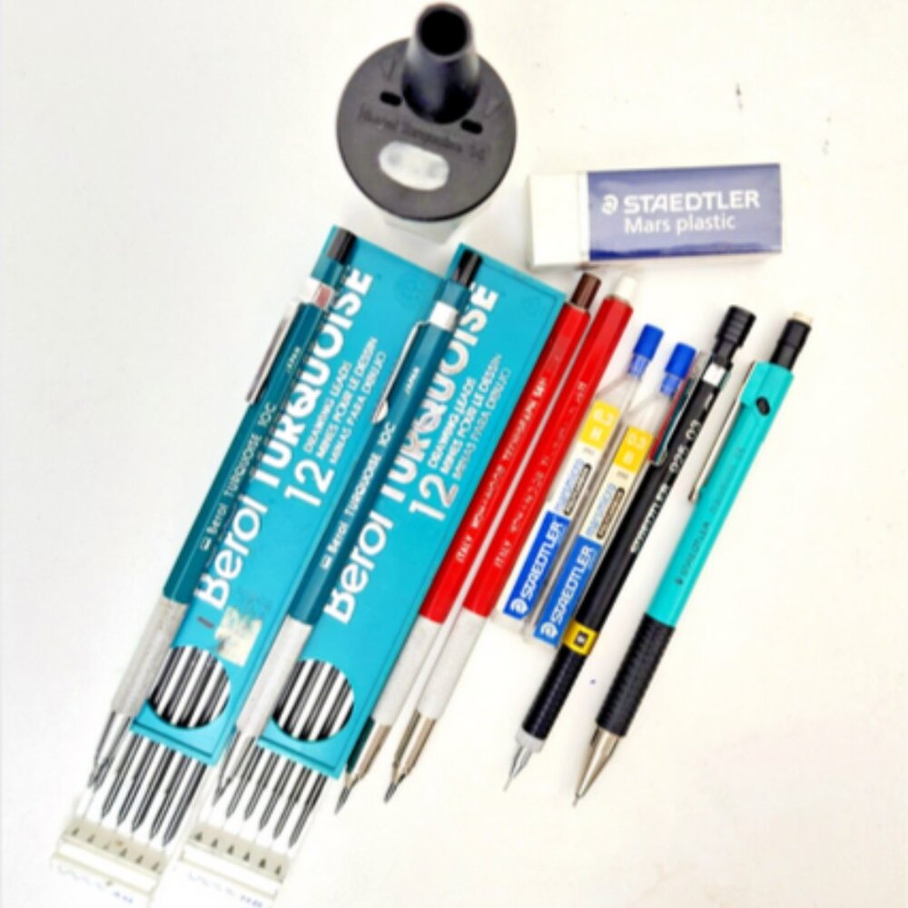 RARE Professional Architecture Drafting & Drawing 12 Piece Pencil & Lead Set